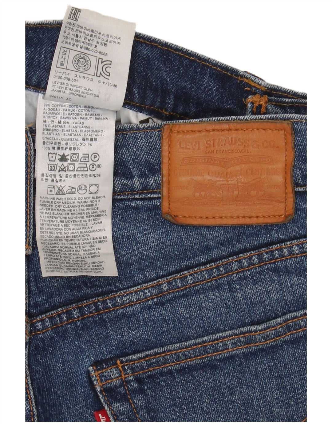 Jeans retos femininos Levi's W27 L28 algodão azul