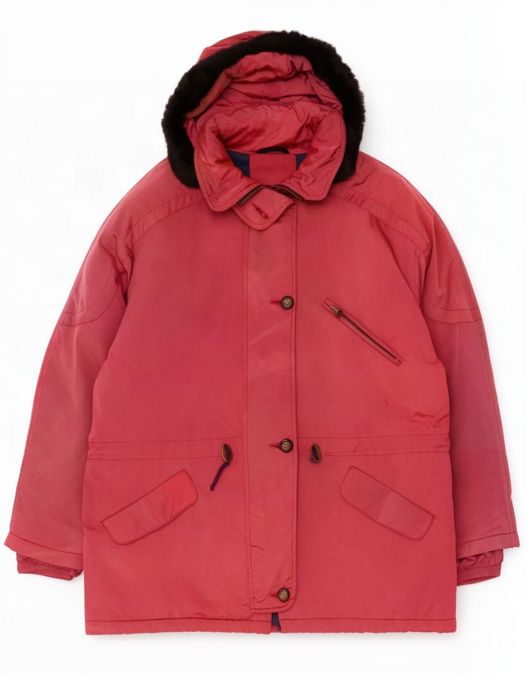 Jaqueta Parka Oversized com Capuz Feminino Vintage IT 48 XL Rosa Poliamida