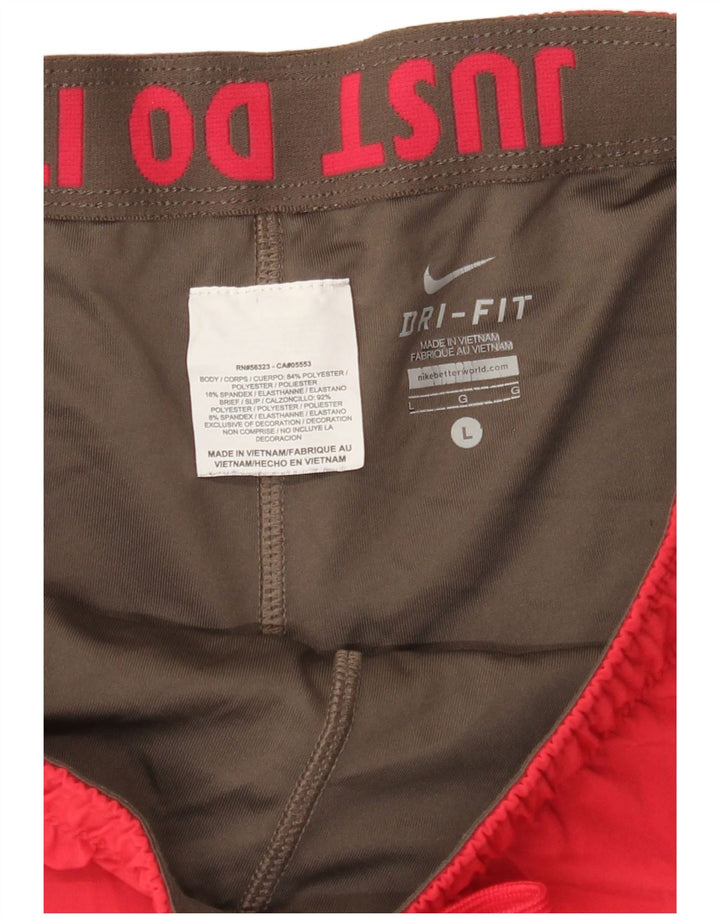 Shorts esportivos femininos NIKE Dri Fit UK 16 grande poliéster vermelho