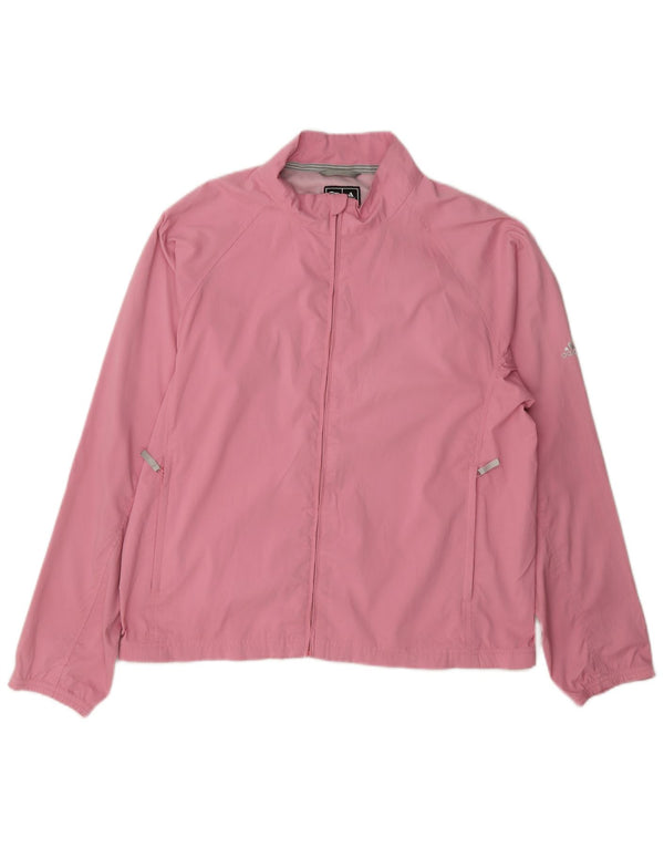 Adidas Womens Clima Proof Tracksuit Top Jacket UK 14 Médio Rosa Poliéster