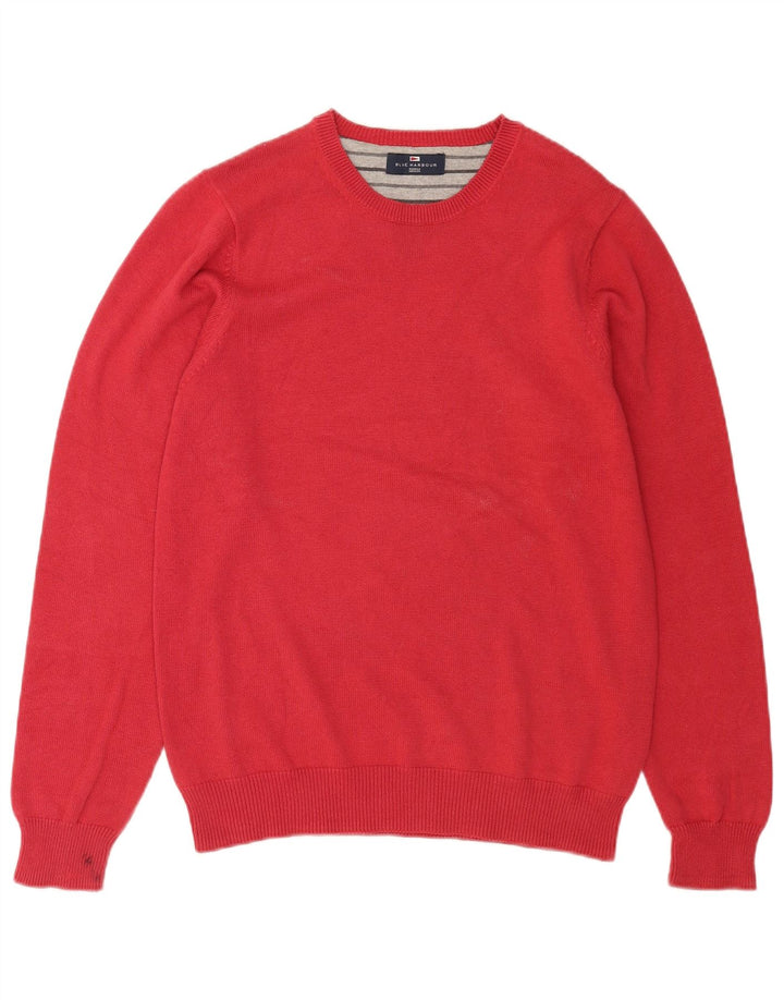 Suéter masculino Marks & Spencer Blue Harbor Boat Neck Jumper pequeno algodão vermelho