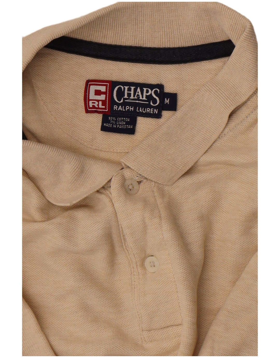Camisa polo masculina CHAPS RALPH LAUREN algodão manchado bege médio