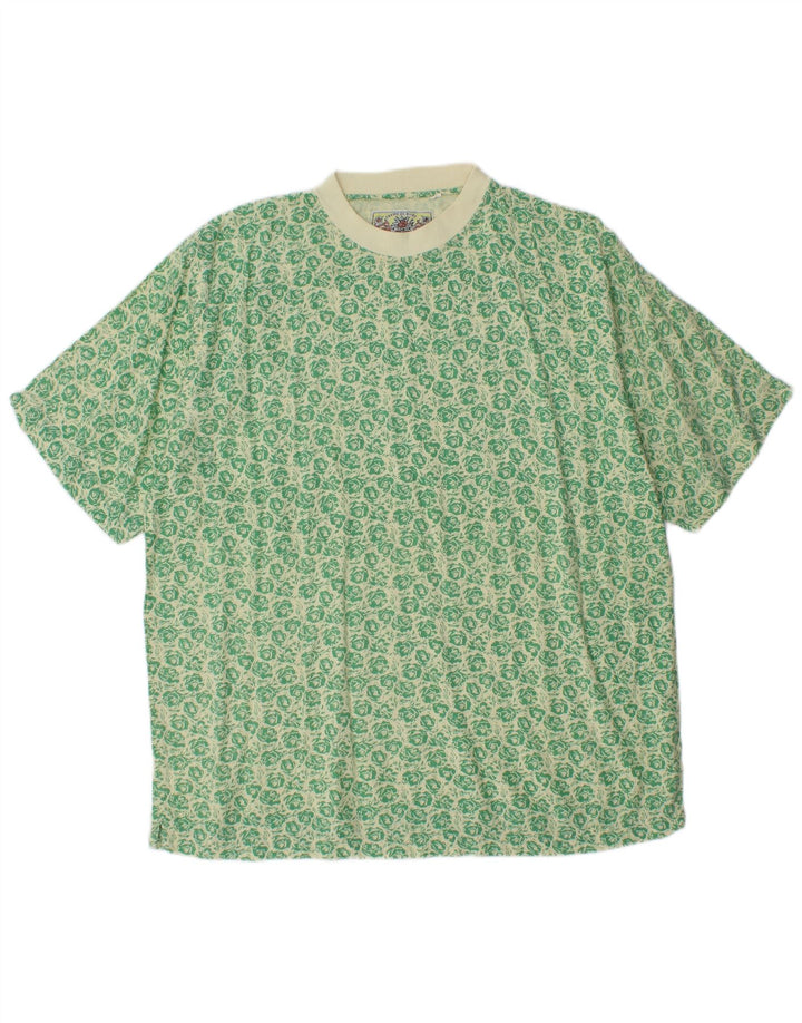 Camiseta masculina VINTAGE Top grande viscose floral verde