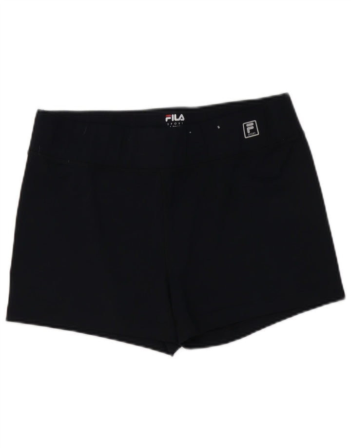 Shorts esportivos femininos FILA UK 14 grande poliéster azul marinho