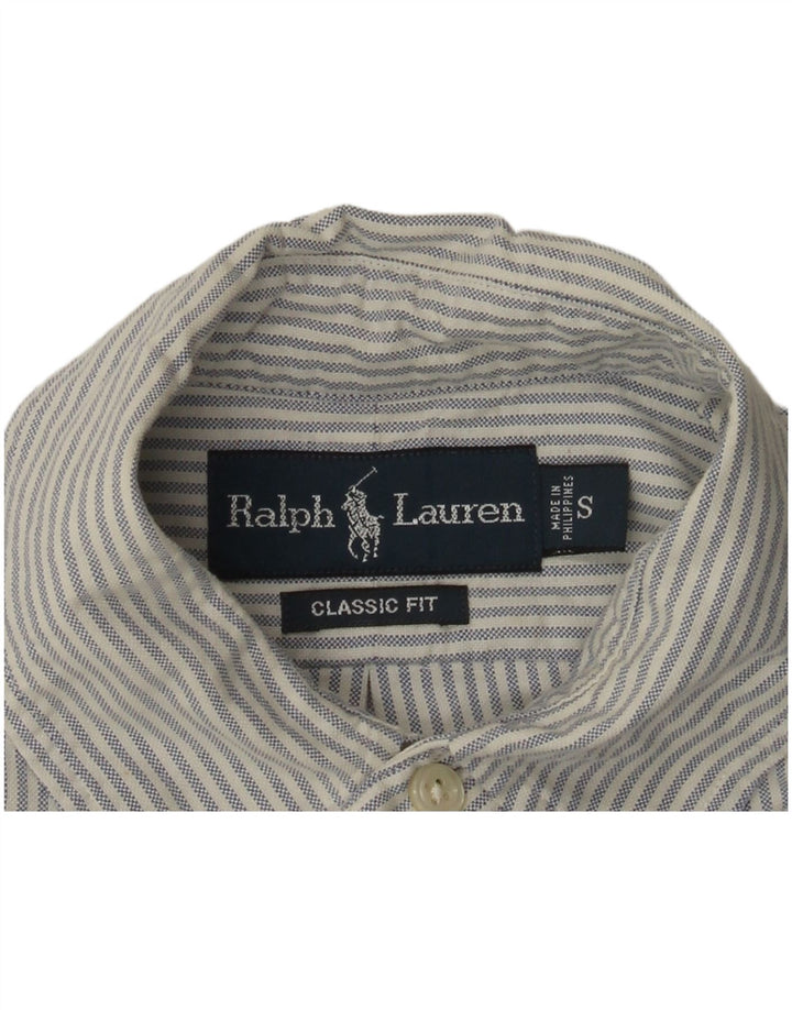 Camisa masculina de manga curta clássica RALPH LAUREN pequena listrada branca