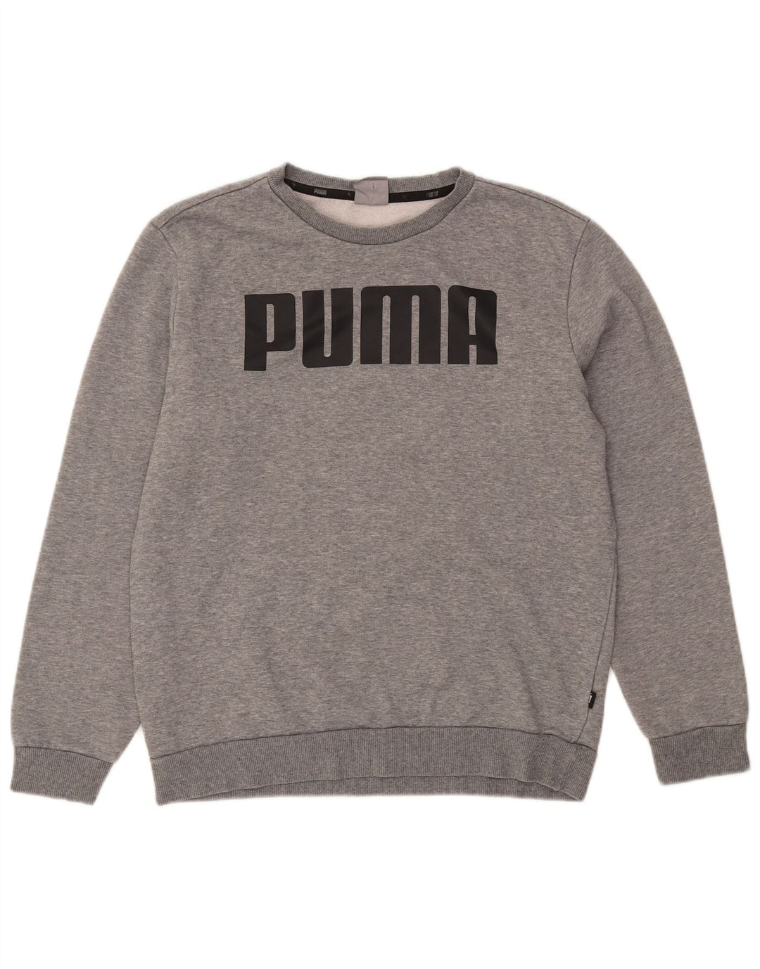 Puma masculino gráfico moletom jumper médio cinza algodão manchado
