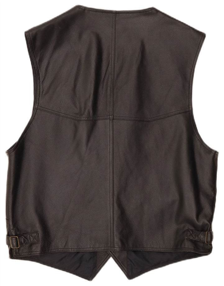 Colete de couro masculino VINTAGE couro preto médio