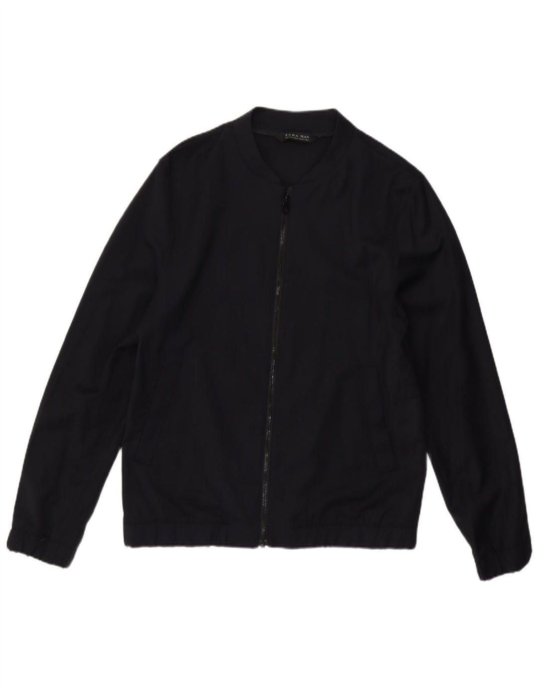 Jaqueta bomber masculina Zara UK 38 lã azul marinho médio