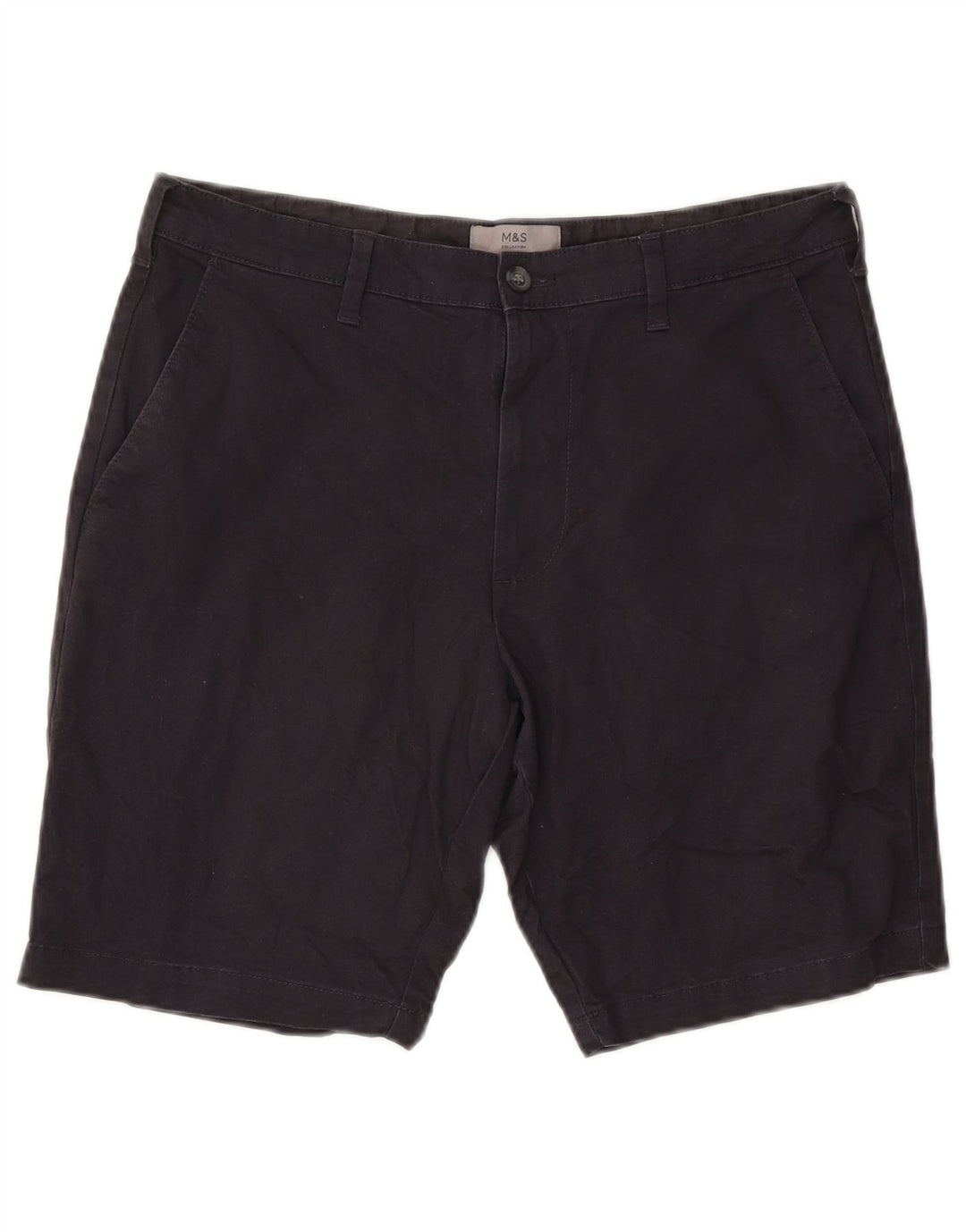 Shorts chino masculino Marks & Spencer W34 grande algodão azul marinho