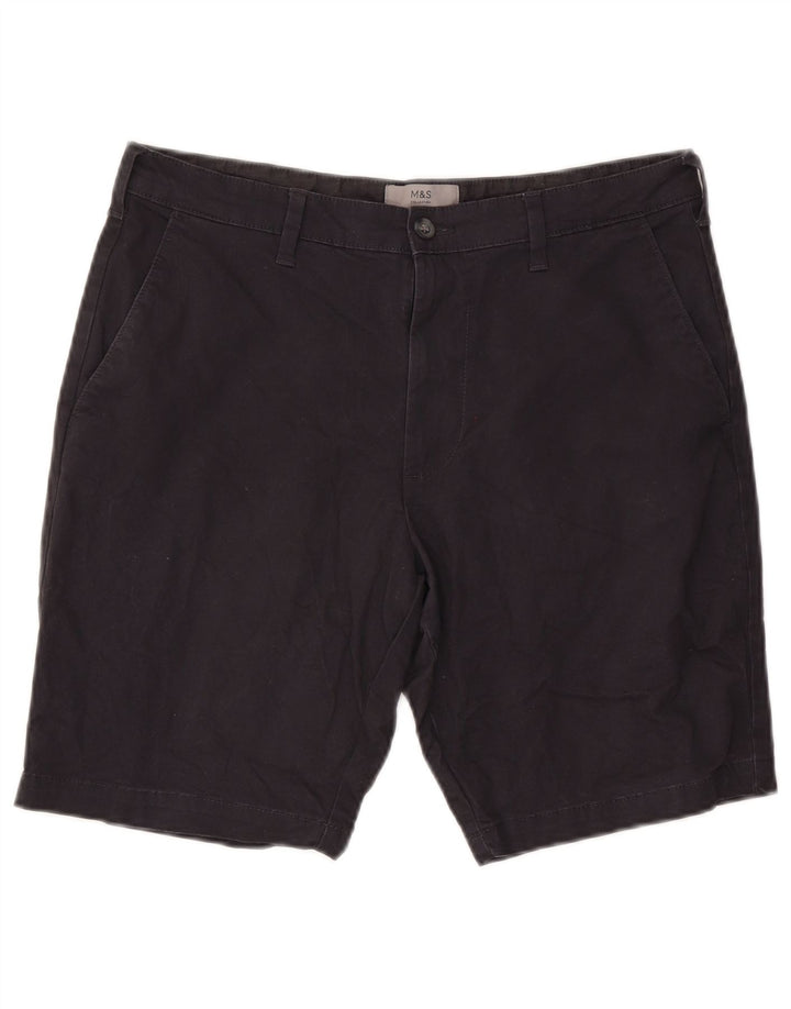 Shorts chino masculino Marks & Spencer W34 grande algodão azul marinho