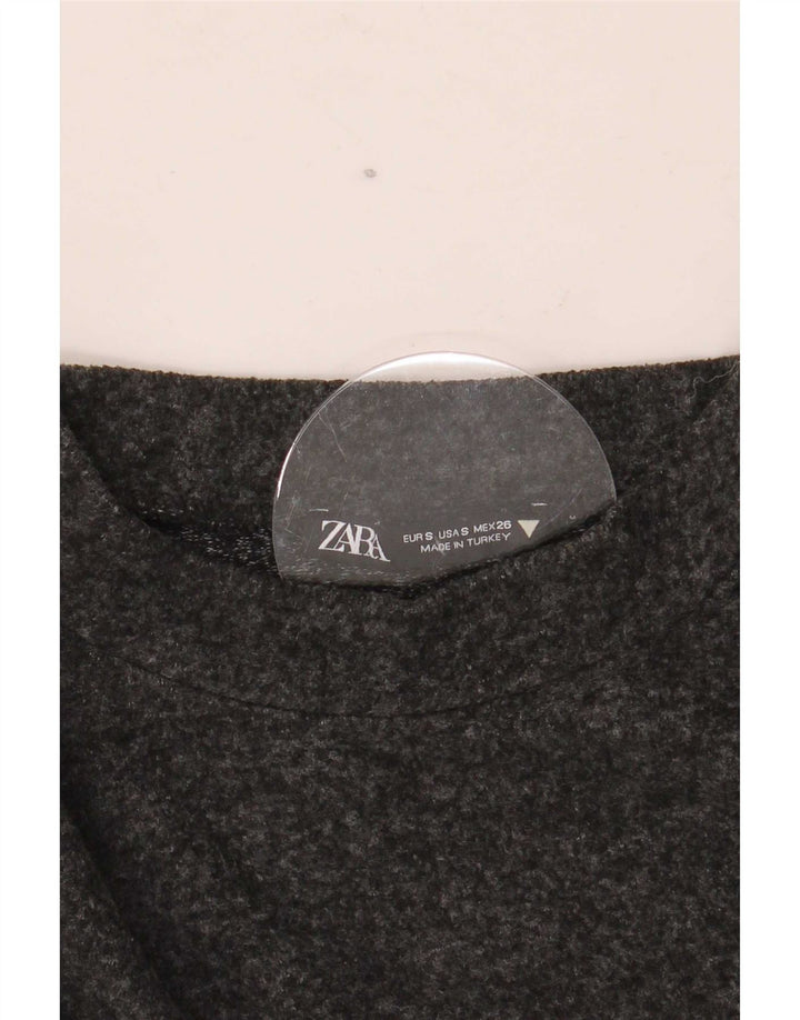 Top feminino Zara manga comprida UK 10 pequeno cinza