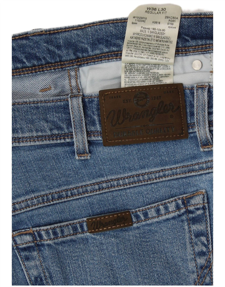 Wrangler Mens Regular Fit Straight Jeans W36 L30 Azul Algodão