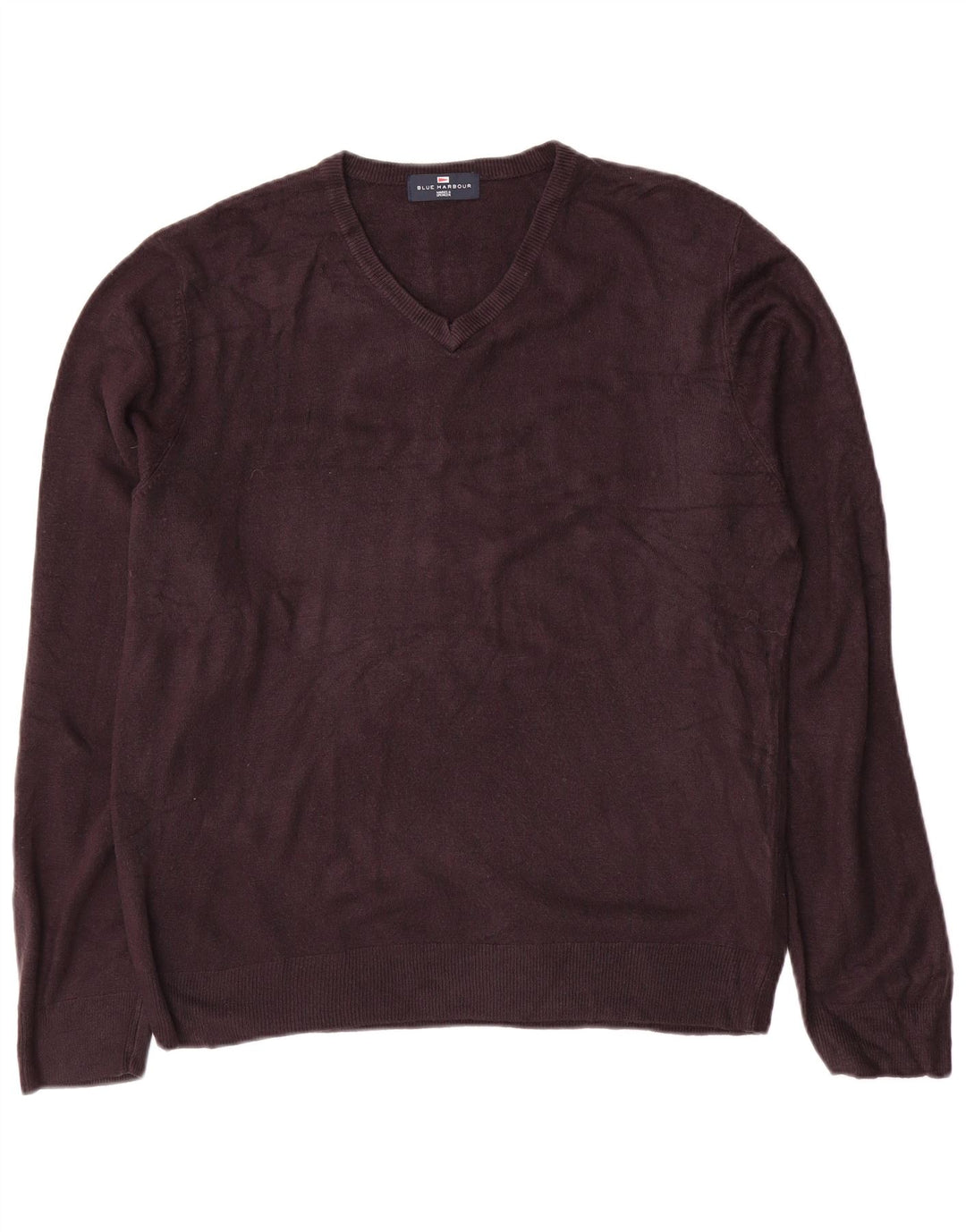Suéter masculino Marks & Spencer Blue Harbor com decote em V grande azul marinho