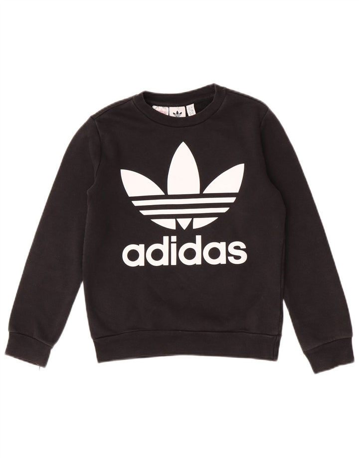 Suéter gráfico Adidas Boys 9-10 anos algodão preto