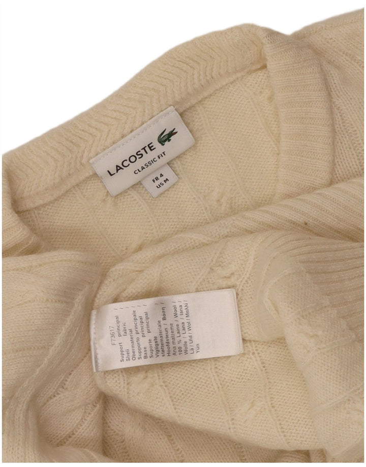 Suéter masculino Lacoste Classic Fit com gola redonda tamanho 4 lã bege médio
