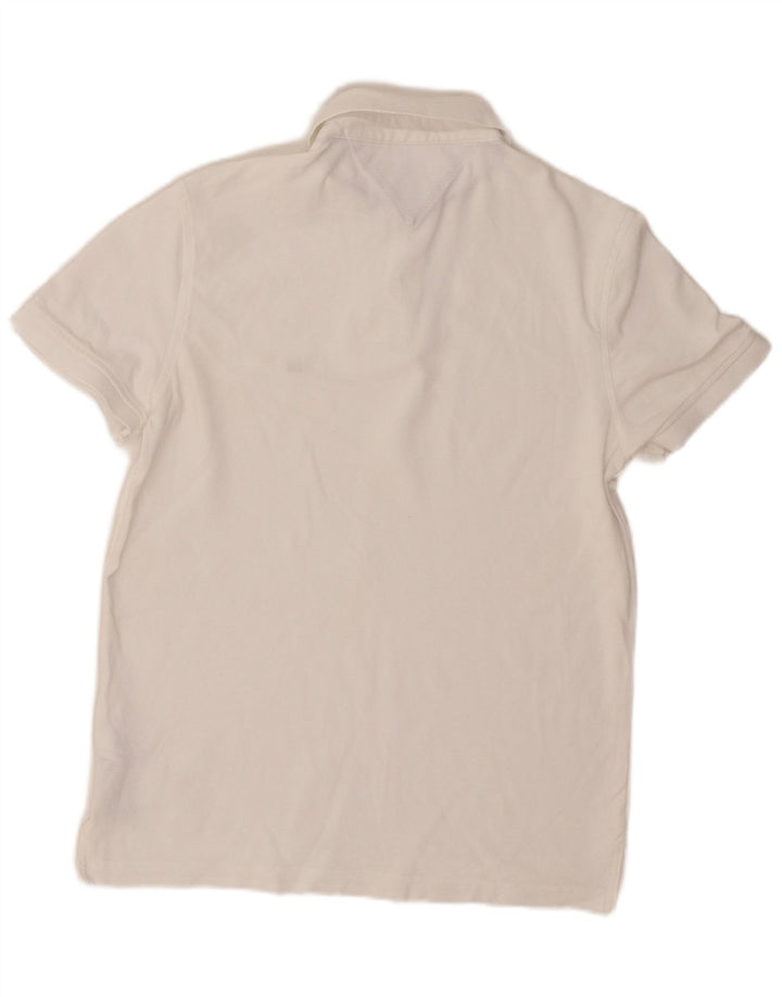 Camisa polo masculina TOMMY HILFIGER regular fit pequena algodão branco