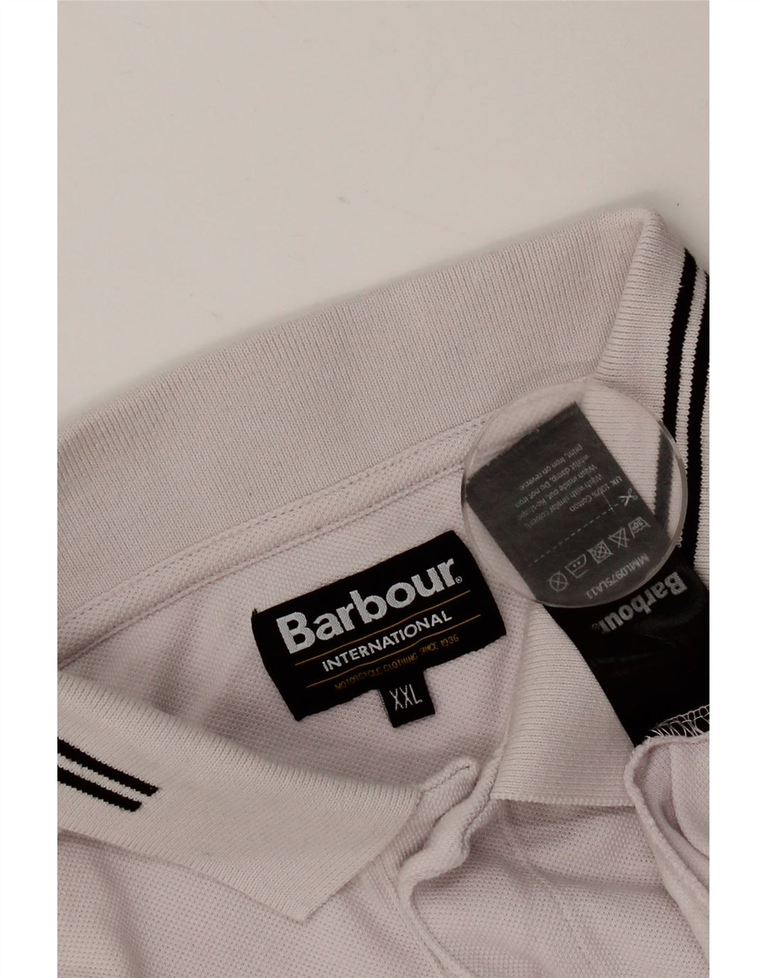 Camisa polo masculina BARBOUR 2XL algodão listrado branco