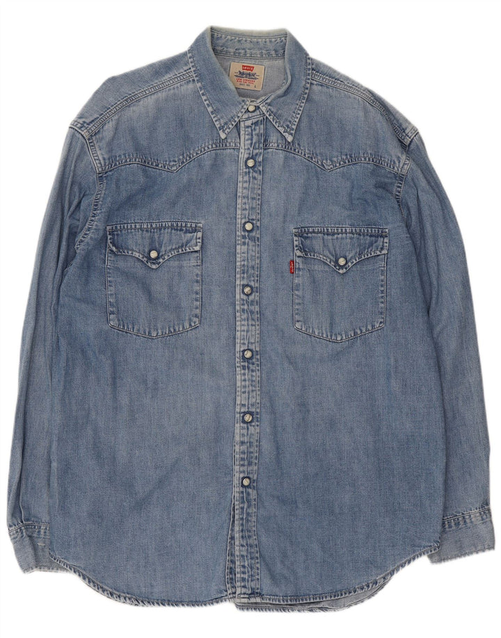 Camisa jeans masculina Levi's grande algodão azul