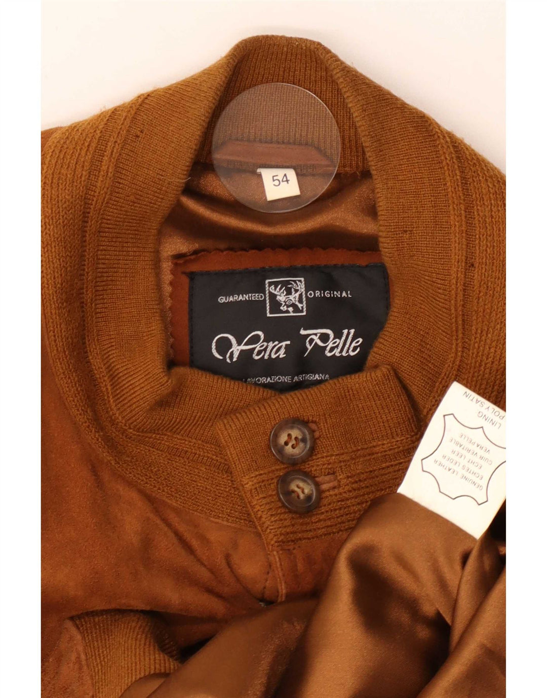 Jaqueta bomber masculina vintage de camurça IT 54 2XL couro bege