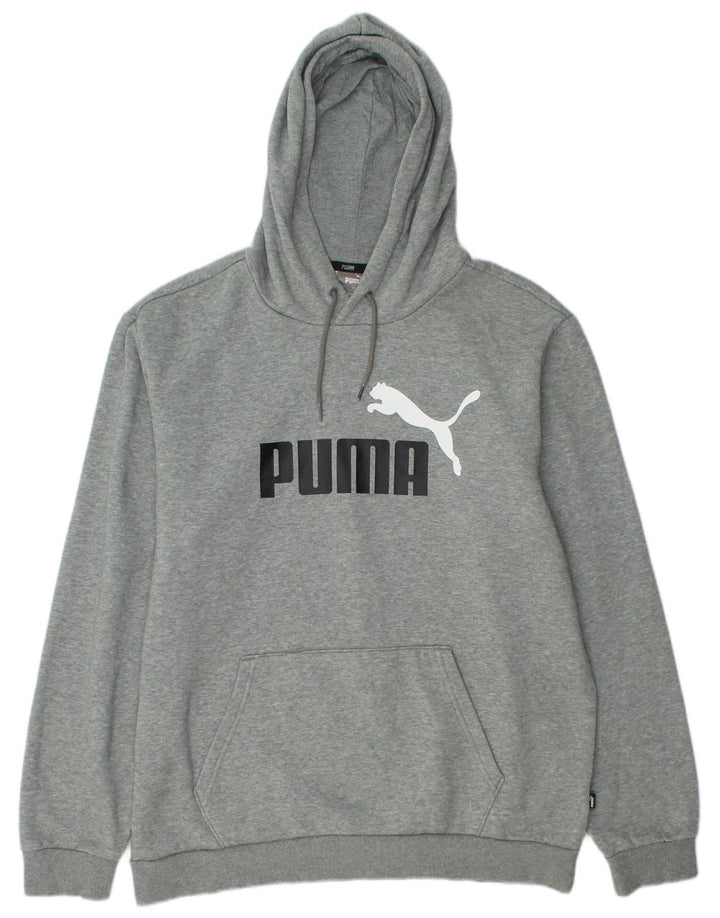PUMA Mens Graphic Hoodie Jumper Grande Algodão Cinza