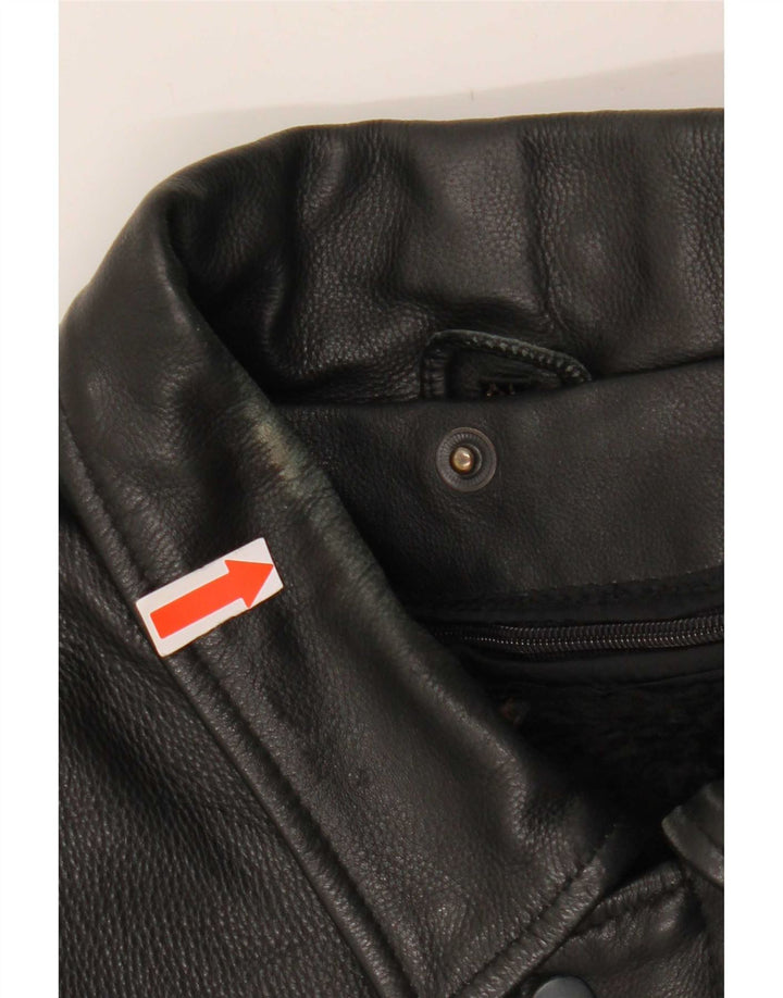 Jaqueta vintage masculina de couro Flight Aviator UK 42 XL preta