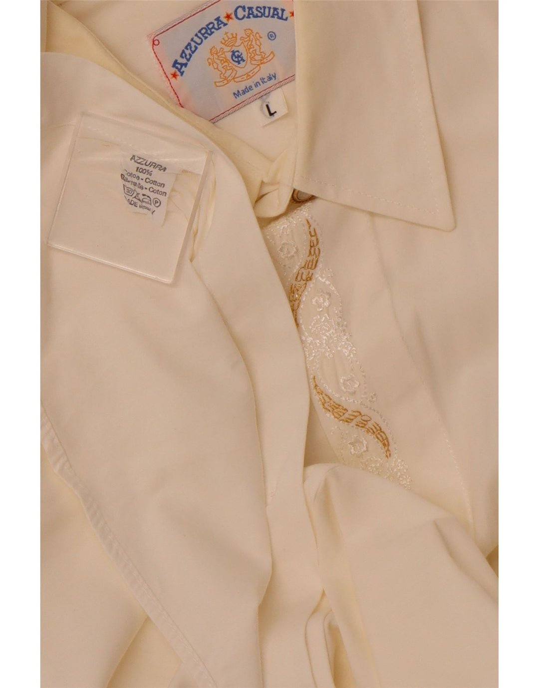 Camisa masculina AZZURRA grande de algodão branco