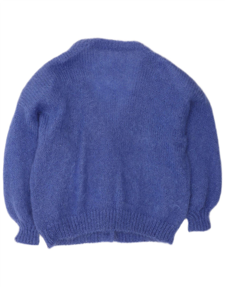 Suéter Cardigan Feminino Vintage Reino Unido 16 Grande Azul