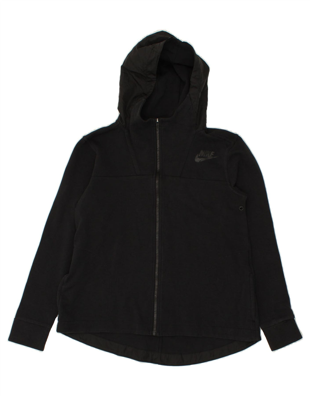 NIKE Womens Zip Hoodie Sweater UK 10 Small Black Cotton Vintage Nike and Second-Hand Nike from Messina Hembry 
