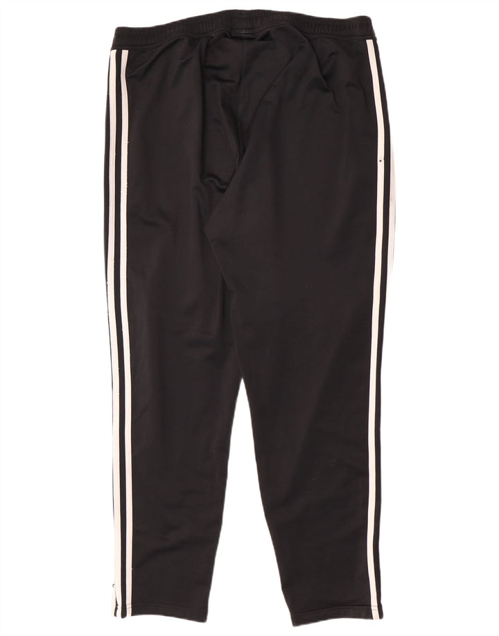Calça de treino masculina Adidas grande poliéster espinha de peixe preto