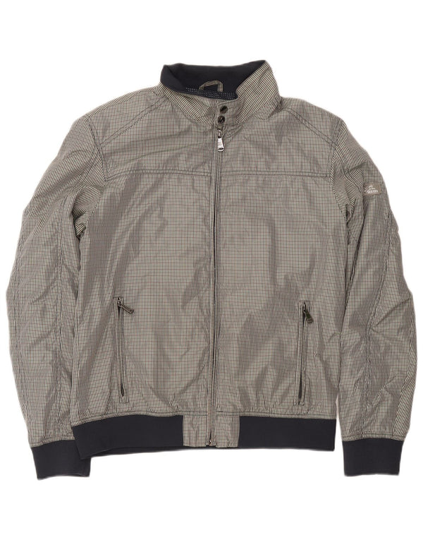 Jaqueta bomber masculina Yes Zee UK 42 XL poliéster xadrez cinza