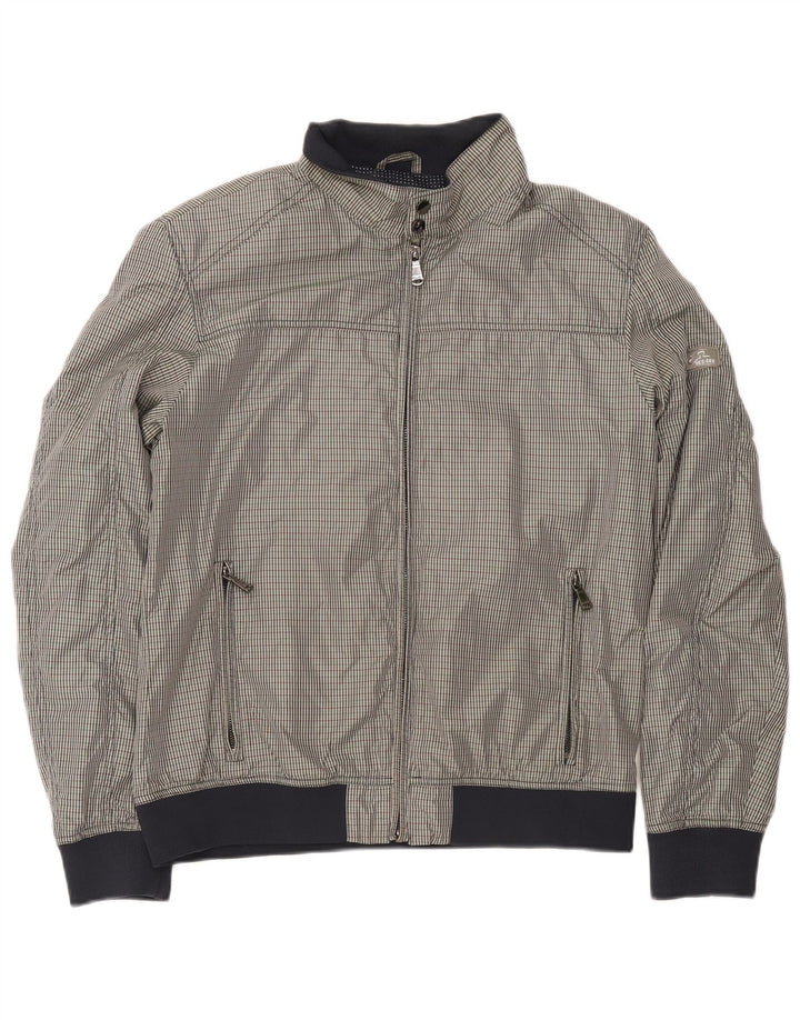 Jaqueta bomber masculina Yes Zee UK 42 XL poliéster xadrez cinza
