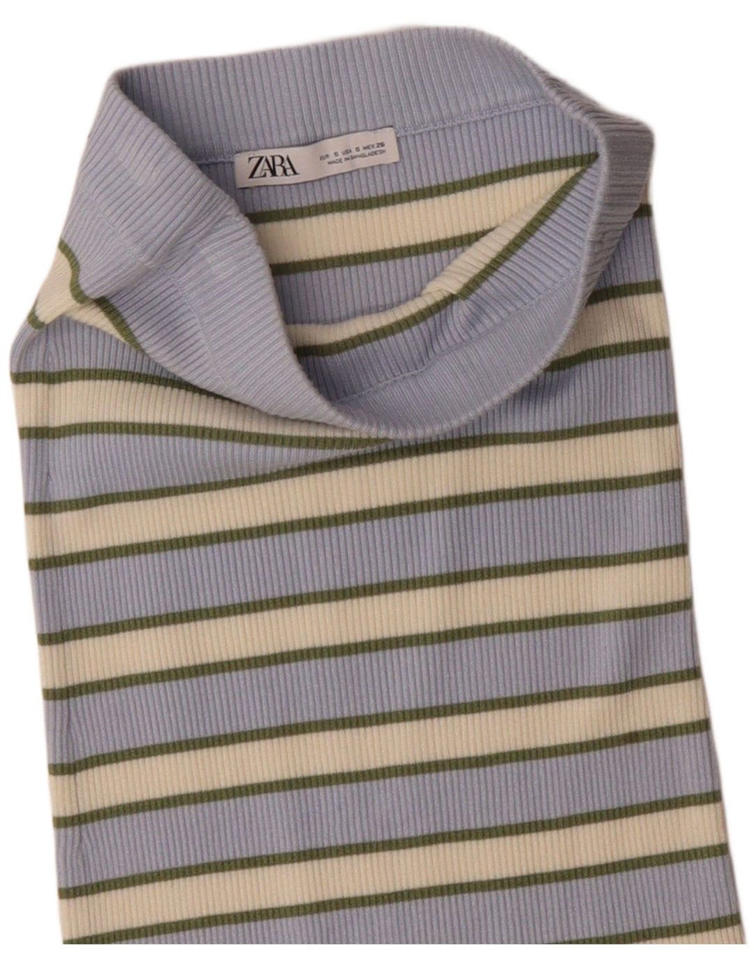 Zara Saia reta feminina de malha pequena W26 listrada azul