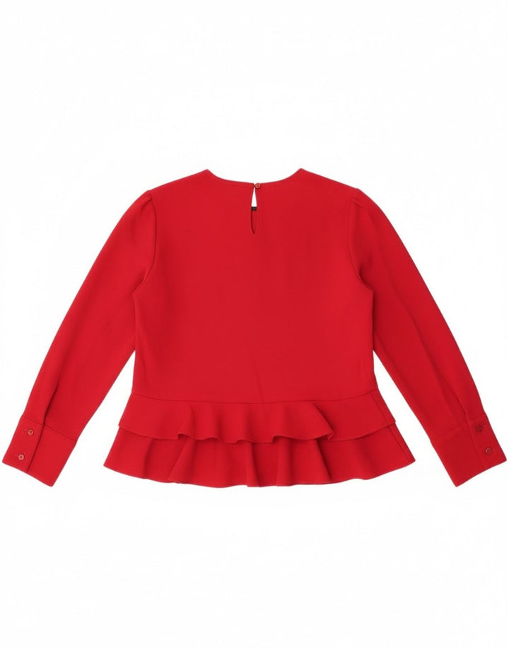 Zara blusa feminina manga comprida top UK 12 médio vermelho