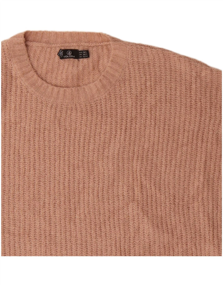 Suéter feminino oversized com gola redonda da Volcom Reino Unido 12/14 rosa médio