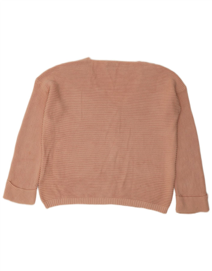 Suéter feminino Massimo Dutti com decote em V Reino Unido 16 grande rosa