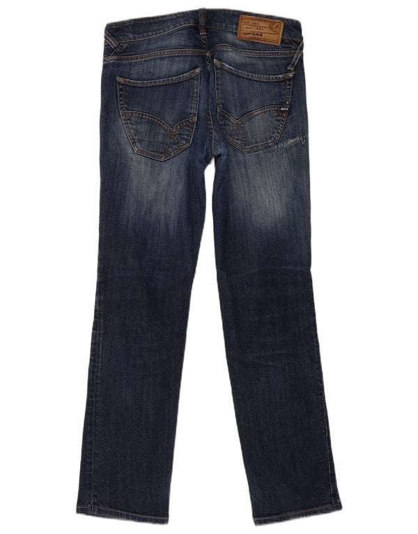 Calça jeans reta feminina Gas W30 L29 algodão azul