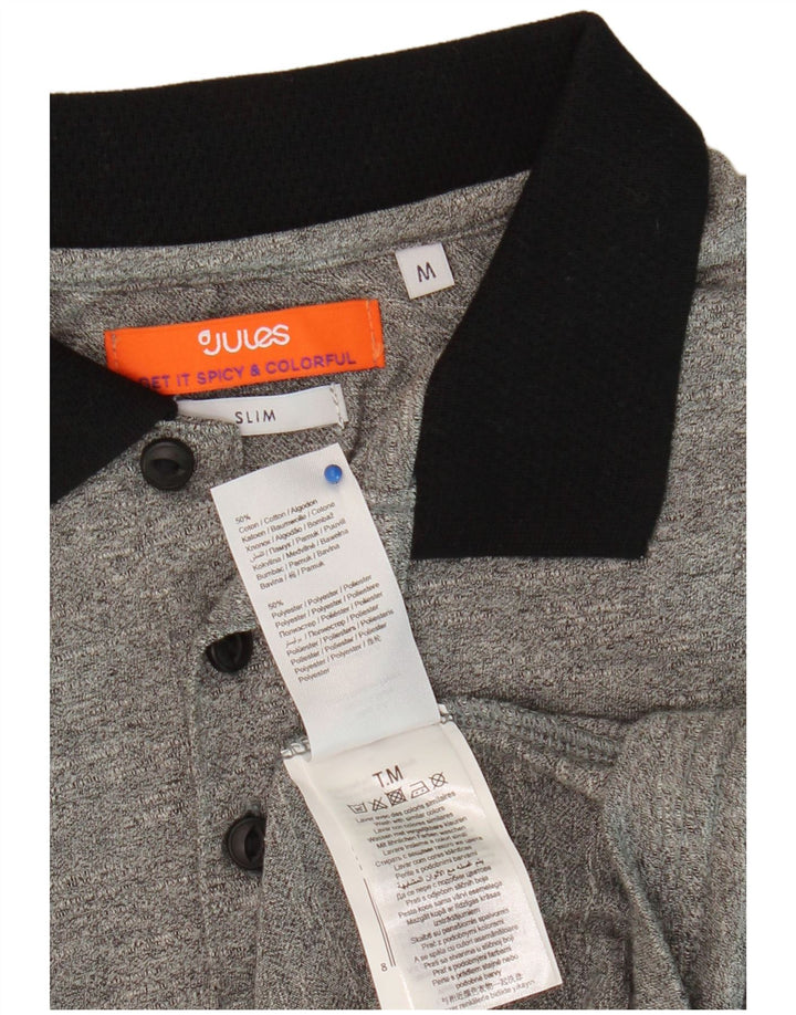 Camisa polo masculina de rugby JULES Slim Fit algodão cinza médio