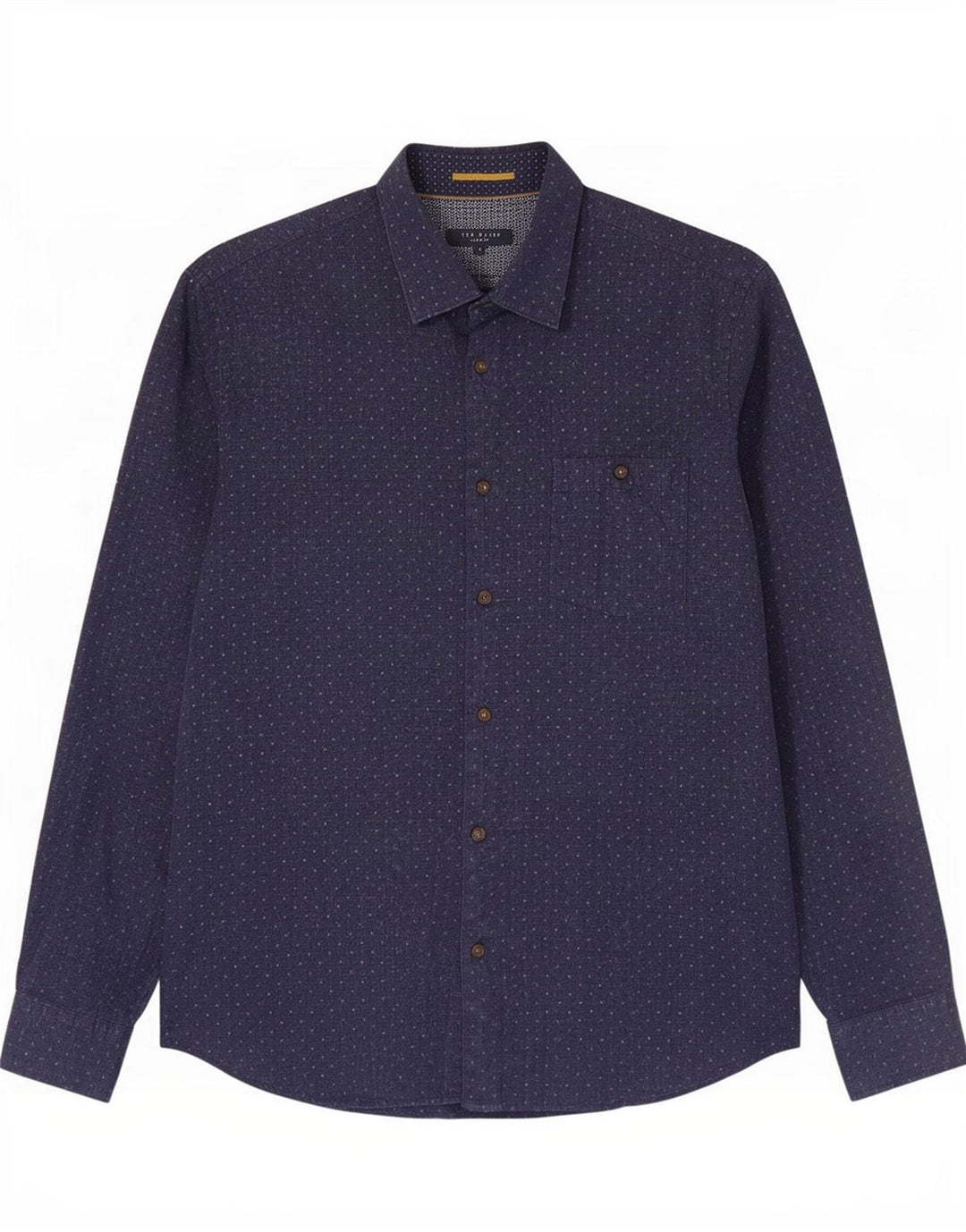 Camisa masculina Ted Baker tamanho 4 grande algodão manchado azul marinho