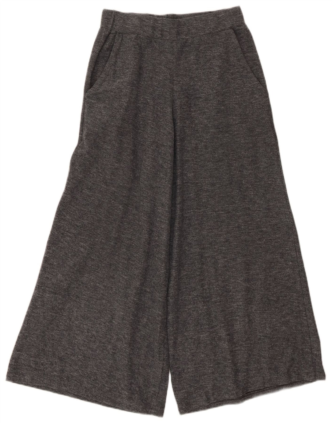 Calça feminina Zara com perna larga cortada pequena W26 L24 cinza poliéster