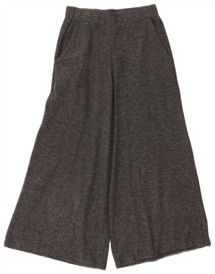 Calça feminina Zara com perna larga cortada pequena W26 L24 cinza poliéster