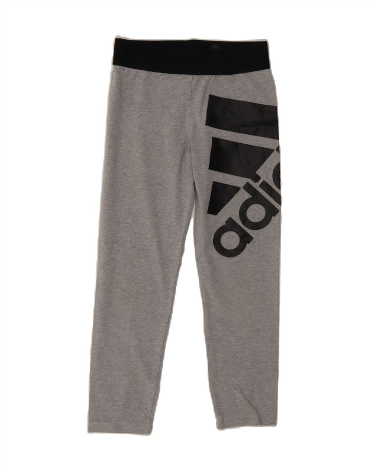 ADIDAS Girls Graphic Leggings 13-14 Years  Grey Vintage Adidas and Second-Hand Adidas from Messina Hembry 