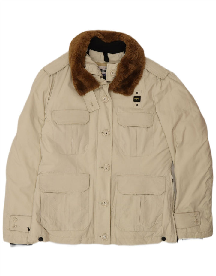 Jaqueta acolchoada militar feminina Blauer UK 18 XL bege nylon