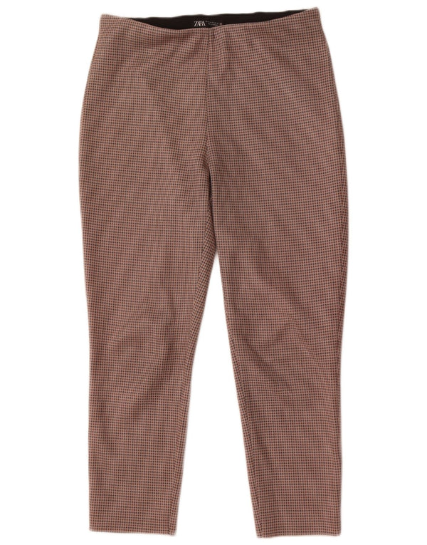 Zara Calça Feminina Slim Cropped XL W32 L26 Bege Houndstooth