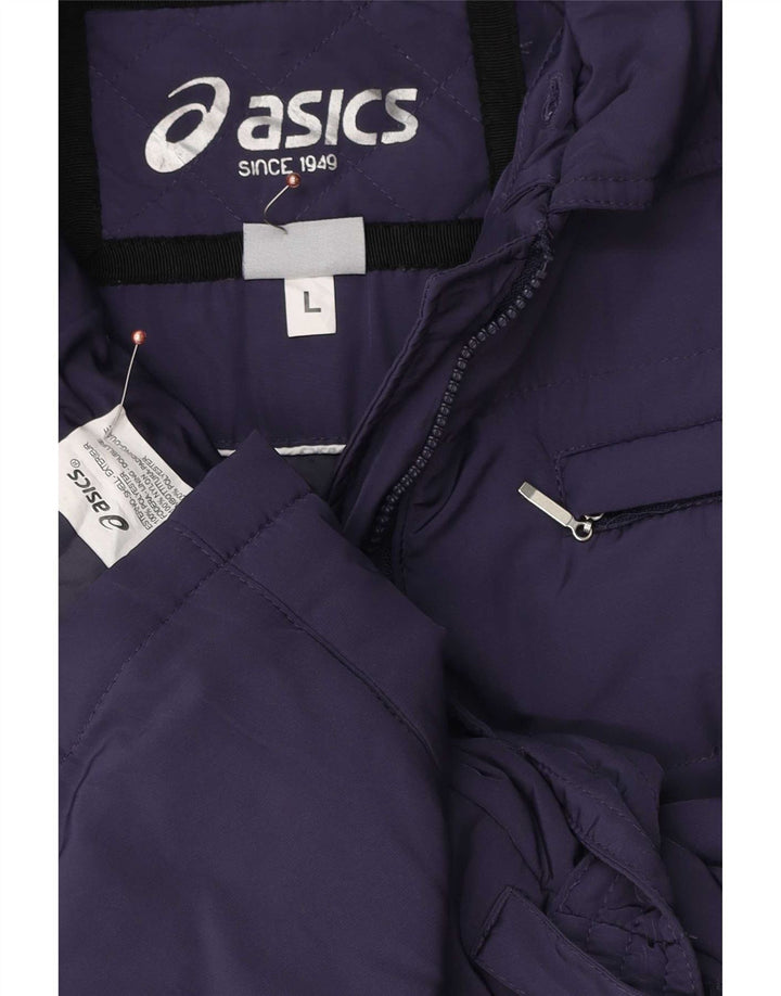 Jaqueta acolchoada feminina Asics UK 16 grande poliéster azul marinho
