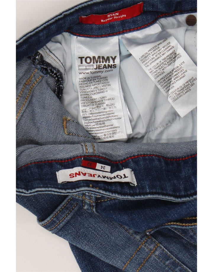 Tommy Hilfiger Masculino Ryan Regular Straight Jeans W34 L32 Azul Algodão