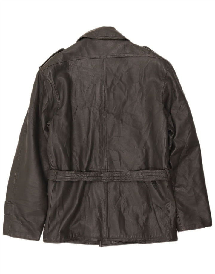 Jaqueta de couro militar masculina vintage UK 38 cinza médio