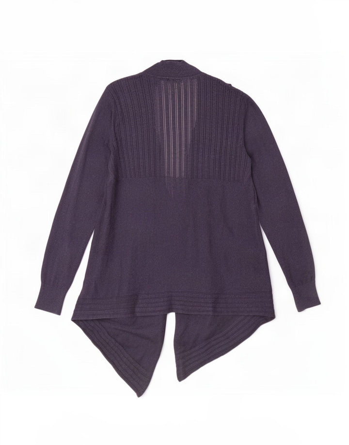 Suéter cardigan aberto assimétrico feminino Fat Face Reino Unido 12 azul marinho médio