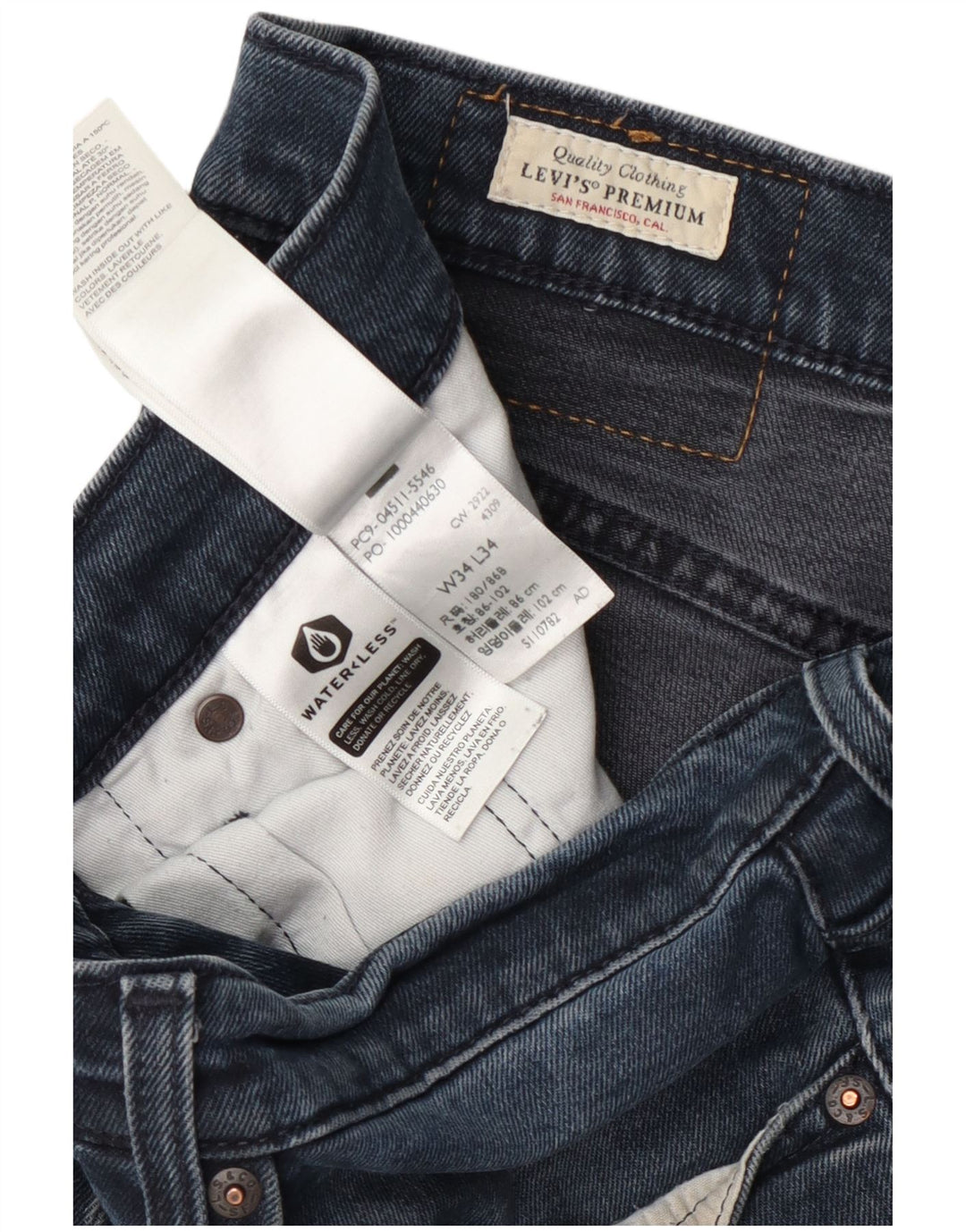 Levi's Mens Slim Jeans W34 L34 Azul Marinho Algodão