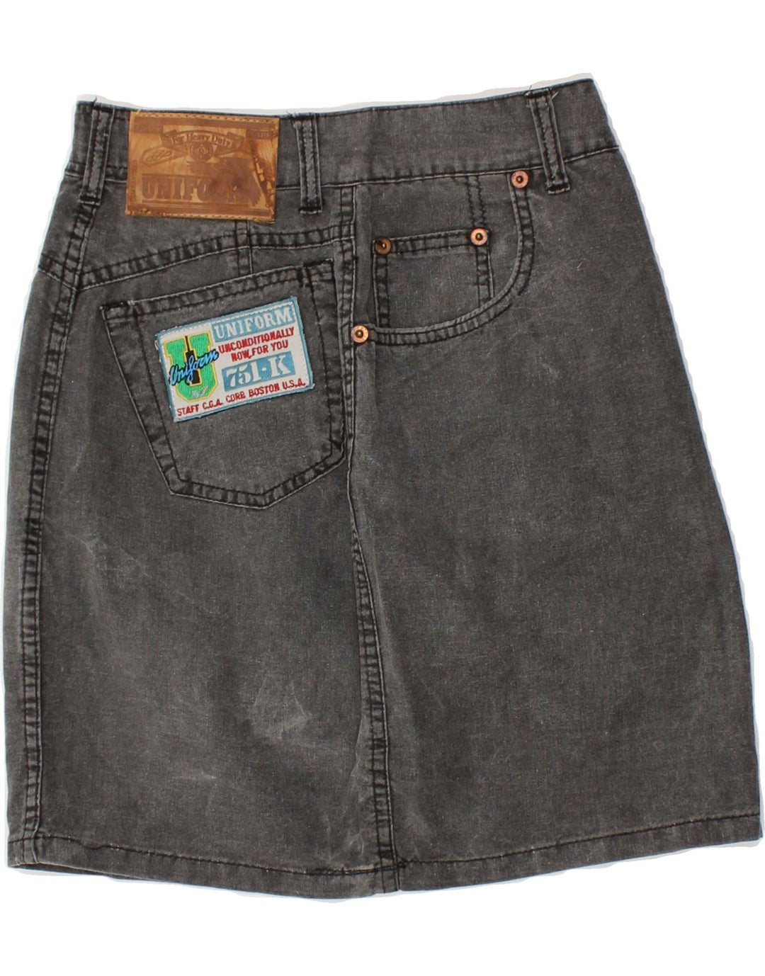 UNIFORM Womens Denim Skirt W24 XS Grey Vintage Uniform and Second-Hand Uniform from Messina Hembry 