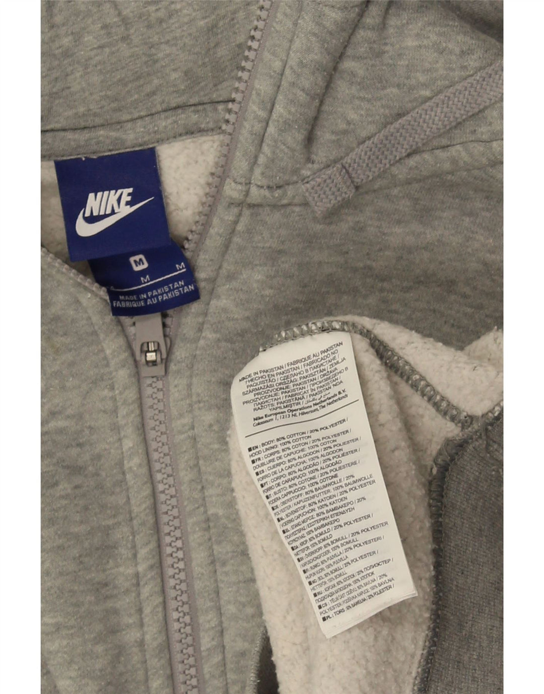 NIKE Mens Zip Neck Hoodie Jumper Médio Cinza Algodão Flecked